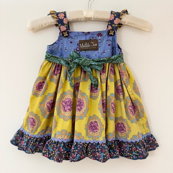 Matilda Jane Paint By Numbers Lace Apron Dress Colorful Mixed Print, Size 18m - Picture 8 of 14